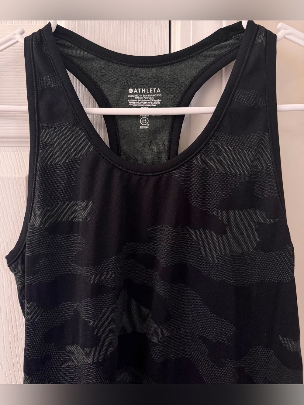 Athleta Black Gray Camo Racerback Workout Tank Top - Picture 3 of 5